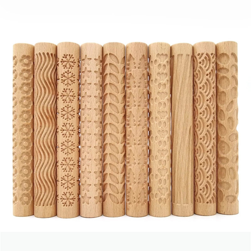 Soap Making Kit For Beginners - Holztextur-Teigroller für Keramik und Töpferei, geprägter